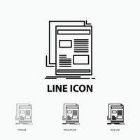 news. newsletter. newspaper. media. paper Icon in Thin. Regular and Bold Line Style. Vector illustration