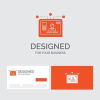 plantilla de logotipo empresarial para interfaz. sitio web. usuario. diseño. diseño. tarjetas de visita naranjas con plantilla de logotipo de marca. vector