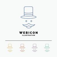 moustache. Hipster. movember. hat. men 5 Color Line Web Icon Template isolated on white. Vector illustration