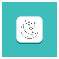 Round Button for Moon. Night. star. weather. space Line icon Turquoise Background vector