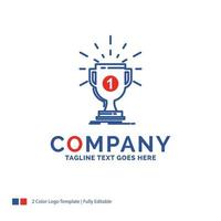 Company Name Logo Design For award. cup. prize. reward. victory. Blue and red Brand Name Design with place for Tagline. Abstract Creative Logo template for Small and Large Business. vector