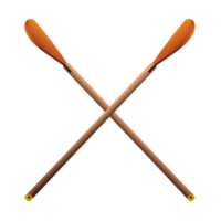 Crossed oars in realistic style. Canoe paddles. Colorful PNG illustration.