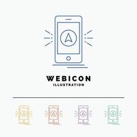 navigation. app. camping. gps. location 5 Color Line Web Icon Template isolated on white. Vector illustration