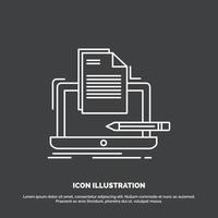 Coder. coding. computer. list. paper Icon. Line vector symbol for UI and UX. website or mobile application