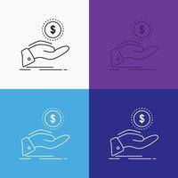 help. cash out. debt. finance. loan Icon Over Various Background. Line style design. designed for web and app. Eps 10 vector illustration