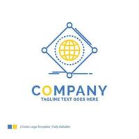 IOT. internet. things. of. global Blue Yellow Business Logo template. Creative Design Template Place for Tagline. vector