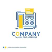 fax. message. telephone. telefax. communication Blue Yellow Business Logo template. Creative Design Template Place for Tagline. vector