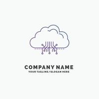 cloud. computing. data. hosting. network Purple Business Logo Template. Place for Tagline vector