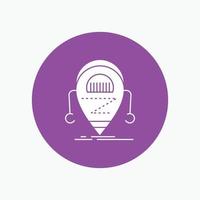 Android. beta. droid. robot. Technology White Glyph Icon in Circle. Vector Button illustration