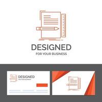 Business logo template for Code. coding. file. programming. script. Orange Visiting Cards with Brand logo template vector