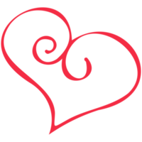 coração vermelho simples, ilustração desenhada à mão em estilo doodle. dia dos namorados, amor, romance. clipart png transparente