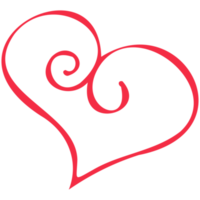 Simple red heart, hand drawn illustration in doodle style. Valentine's day, love, romance. Transparent PNG clipart