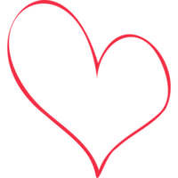 Simple red heart, hand drawn illustration in doodle style. Valentine's day, love, romance. Transparent PNG clipart