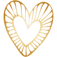 corazón dibujado a mano de garabato dorado simple. elemento de diseño aislado para el día de San Valentín, boda, romance png