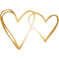 coração desenhado de mão simples doodle dourado. elemento de design isolado para dia dos namorados, casamento, romance png