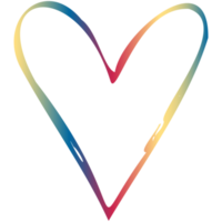 Rainbow simple doodle heart. Transparent PNG clipart for design