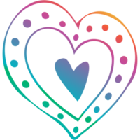 Rainbow simple doodle heart. Transparent PNG clipart for design