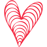 Simple red heart, hand drawn illustration in doodle style. Valentine's day, love, romance. Transparent PNG clipart