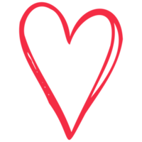 Simple red heart, hand drawn illustration in doodle style. Valentine's day, love, romance. Transparent PNG clipart