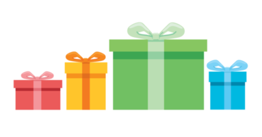 cajas de regalo coloridas con una ilustración de lazo png