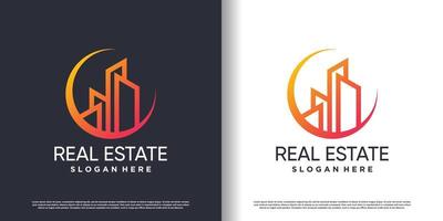 diseño de logotipo de construcción de edificios para empresas con vector premium de concepto moderno creativo