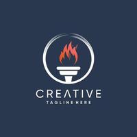 Torch logo design with modern abstract concept Premium Vector