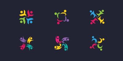 Team work logo collection with modern creative element style Premium Vector