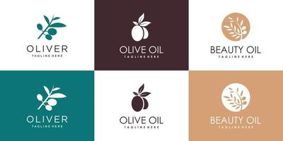 colección de logotipo de aceite de oliva y belleza para el vector premium de la empresa