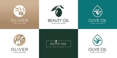 colección de logotipo de aceite de oliva y belleza para el vector premium de la empresa
