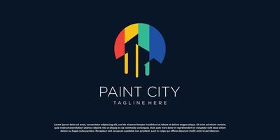 Painting logo design with creative unique style Premium Vector