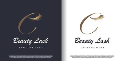 logotipo de belleza de pestañas con vector premium estilo letra c