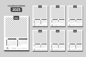 Wall Calendar 2023 template Grey Design vector