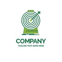 Aim. focus. goal. target. targeting Flat Business Logo template. Creative Green Brand Name Design. vector