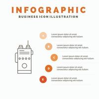walkie. talkie. communication. radio. camping Infographics Template for Website and Presentation. Line Gray icon with Orange infographic style vector illustration