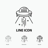 space ship. space. ship. rocket. alien Icon in Thin. Regular and Bold Line Style. Vector illustration