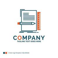 Code. coding. file. programming. script Logo Design. Blue and Orange Brand Name Design. Place for Tagline. Business Logo template. vector