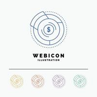 Balance. budget. diagram. financial. graph 5 Color Line Web Icon Template isolated on white. Vector illustration