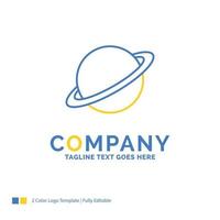 planet. space. moon. flag. mars Blue Yellow Business Logo template. Creative Design Template Place for Tagline. vector