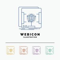 3d. dimensional. holographic. scan. scanner 5 Color Line Web Icon Template isolated on white. Vector illustration