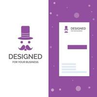 Business Logo for moustache. Hipster. movember. santa Clause. Hat. Vertical Purple Business .Visiting Card template. Creative background vector illustration