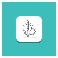 Round Button for Idea. insight. key. lamp. lightbulb Line icon Turquoise Background vector