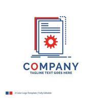 Company Name Logo Design For App. build. developer. program. script. Blue and red Brand Name Design with place for Tagline. Abstract Creative Logo template for Small and Large Business. vector