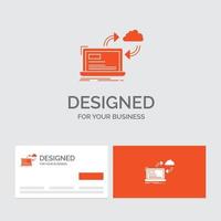 Business logo template for sync. processing. data. dashboard. arrows. Orange Visiting Cards with Brand logo template. vector