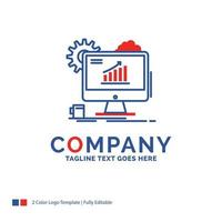 Company Name Logo Design For Analytics. chart. seo. web. Setting. Blue and red Brand Name Design with place for Tagline. Abstract Creative Logo template for Small and Large Business. vector