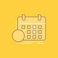schedule. classes. timetable. appointment. event Flat Line Filled Icon. Beautiful Logo button over yellow background for UI and UX. website or mobile application vector