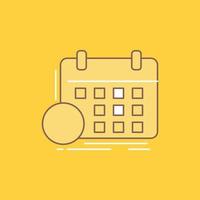 schedule. classes. timetable. appointment. event Flat Line Filled Icon. Beautiful Logo button over yellow background for UI and UX. website or mobile application vector