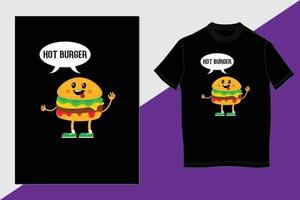 diseño de camiseta de hamburguesa caliente vector