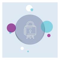 Security. cyber. lock. protection. secure White Line Icon colorful Circle Background vector