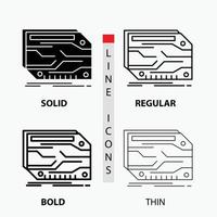 card. component. custom. electronic. memory Icon in Thin. Regular. Bold Line and Glyph Style. Vector illustration