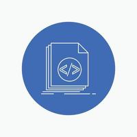 Code. coding. file. programming. script White Line Icon in Circle background. vector icon illustration